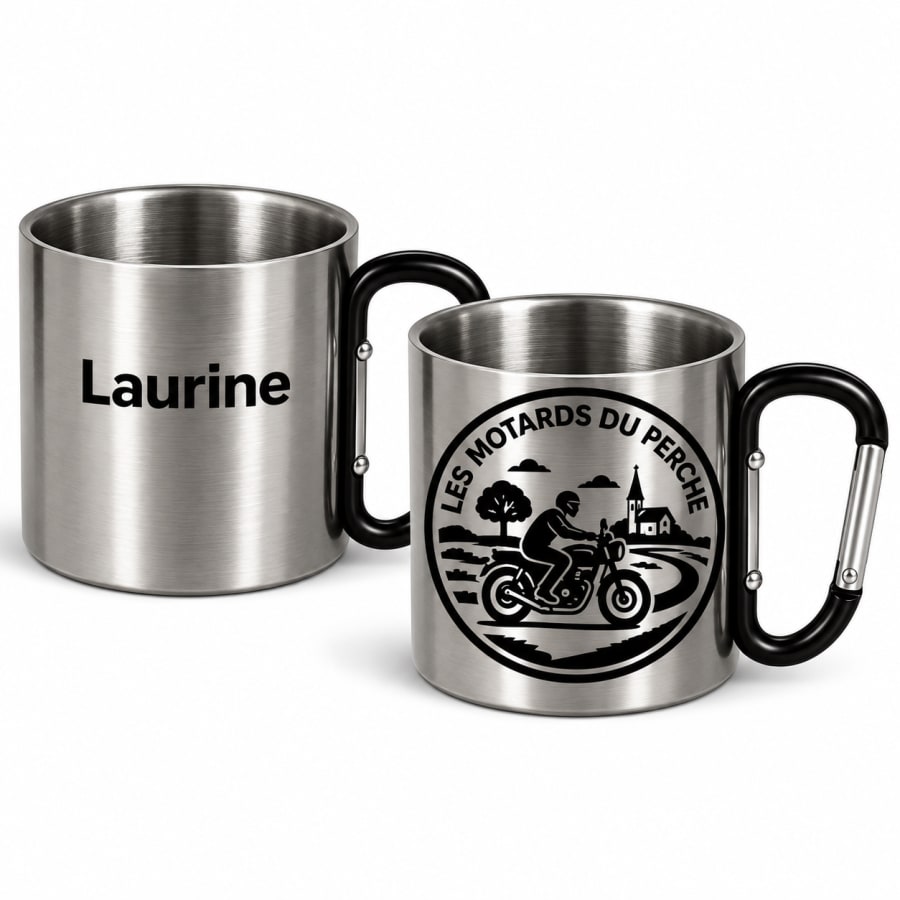 Mug métal avec anse mousqueton couleur noir