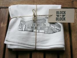White Modern Architecture Recycled Flour Sack Tea Towel of Sainte Marie de la Tourette