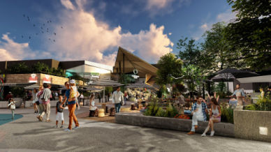 Exterior rendering of Karingal Hub Shopping Centre Redevelopment | Retail Architecture