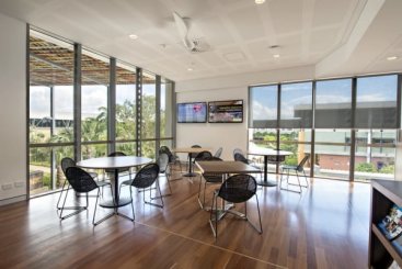 High ceilings, floor-to-ceiling glazing, cool timber floors and deep external shading creates high-quality internal spaces.