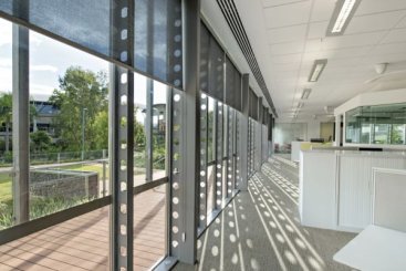 Structural columns within the building have been replaced with a structural façade that maintains a light appearance.