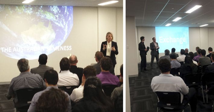 {Hames Sharley director Michelle Cramer presenting.