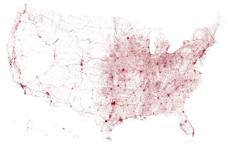 {A map of all the bridges in the United States of America