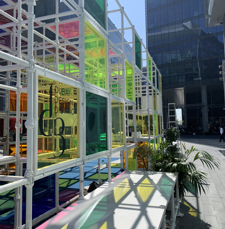 The DXB Dubai Design Week main hub; the Dubai Design District