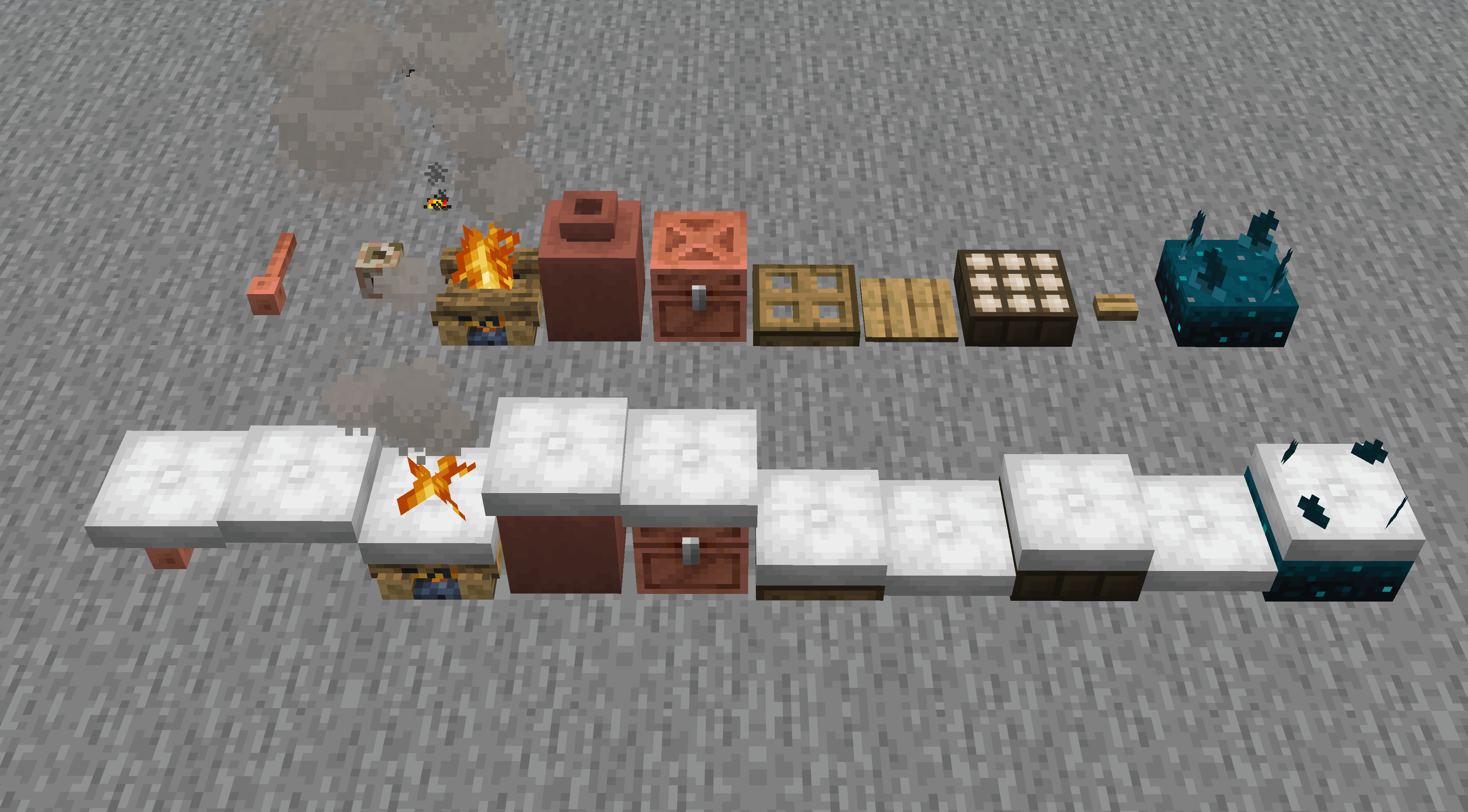 A white cushion on blocks of varying heights
