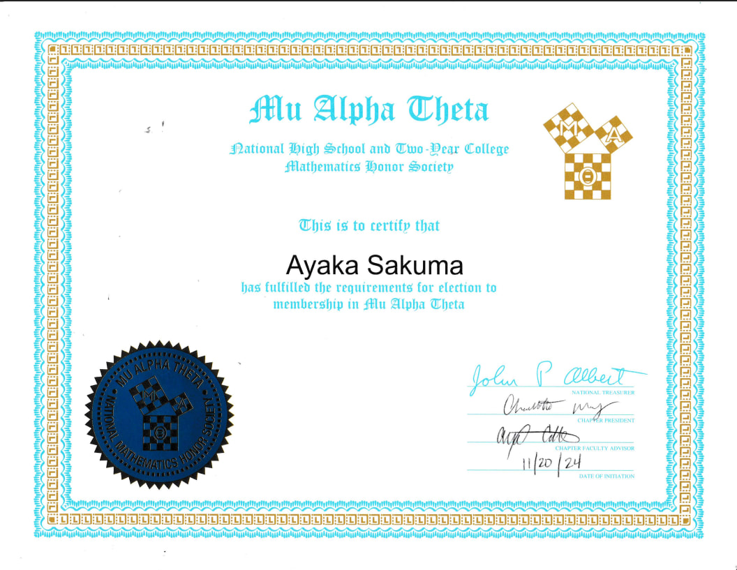 MHS Membership Certificate