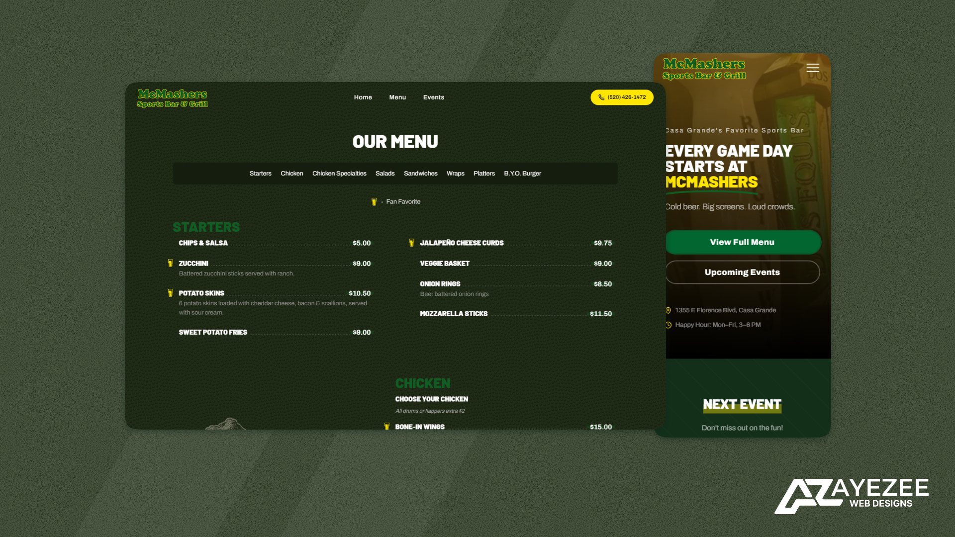 McMashers Sports Bar & Grill Website