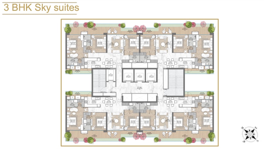 Residences 3BHK floor plan