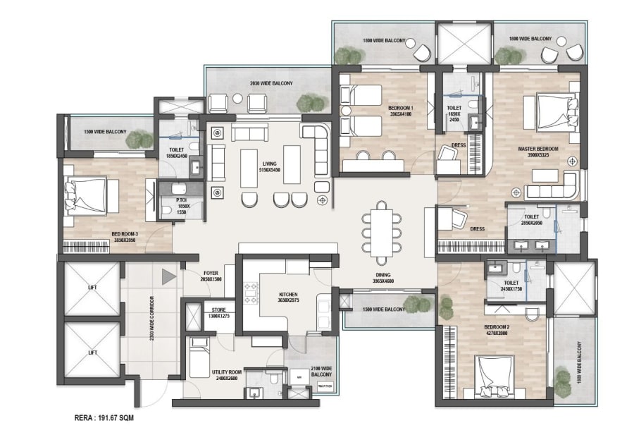 Estate 105 4BHK floor plan