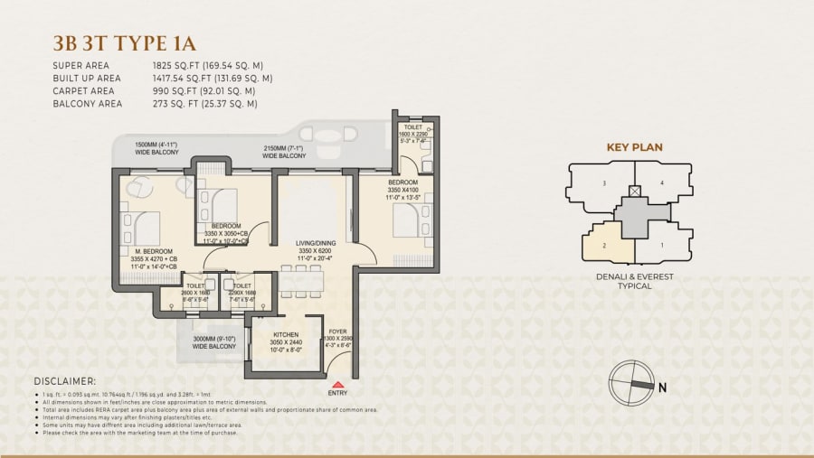 7Peaks Residences 3BHK+3T floor plan