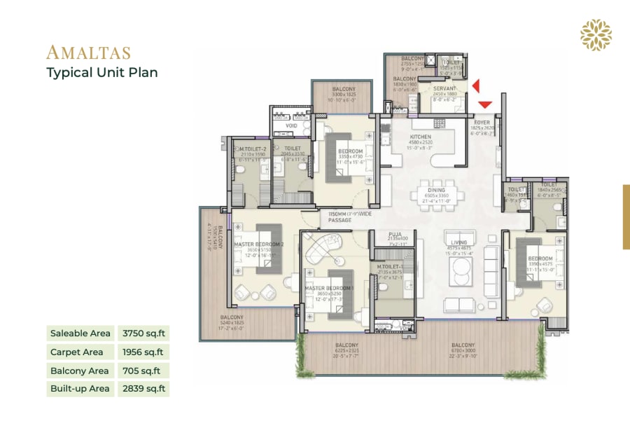 Sanctury 4BHK + S floor plan