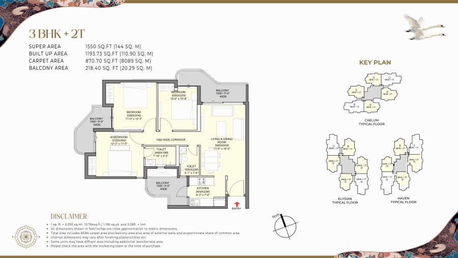 Echoes of Eden 3BHK+2T floor plan