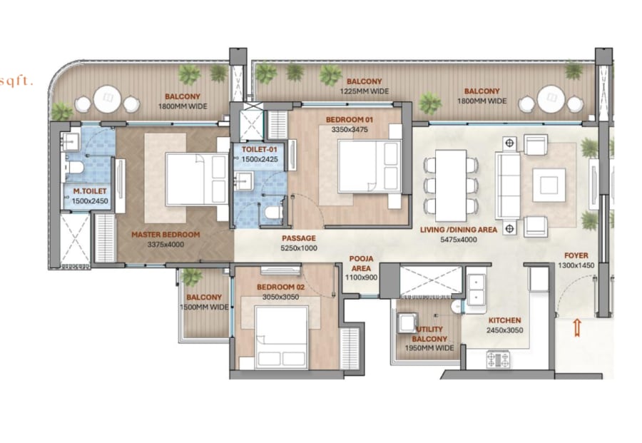 Leafsong Retreat 3BHK+2T floor plan