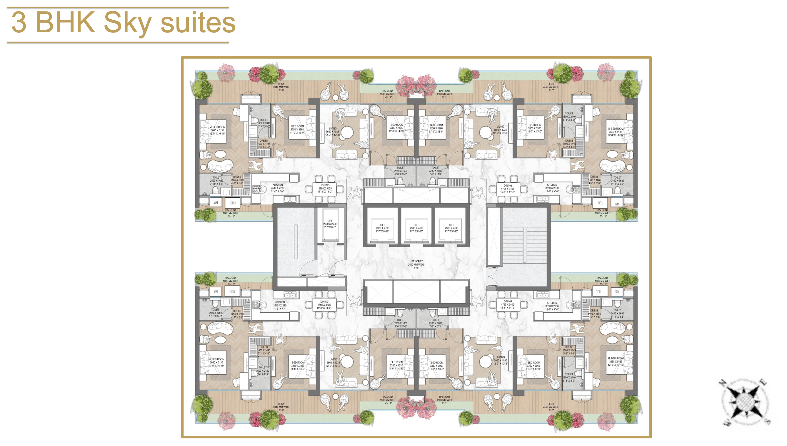 Residences 3BHK floor plan