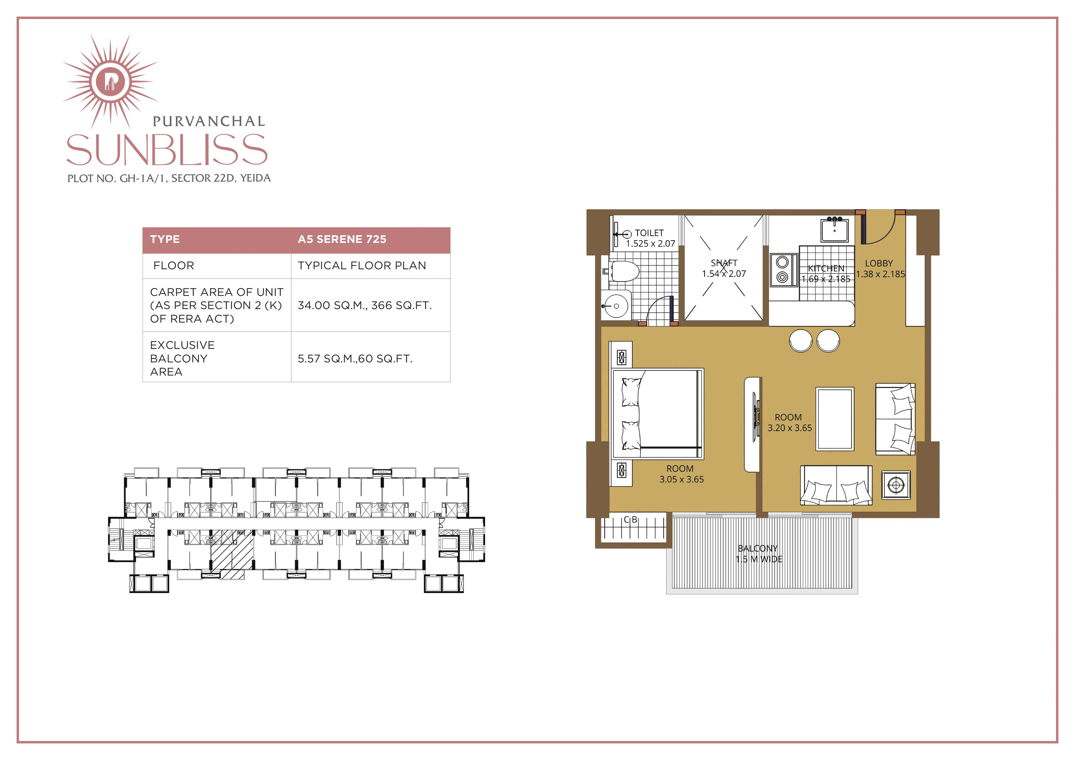 Sunbliss 1BHK floor plan