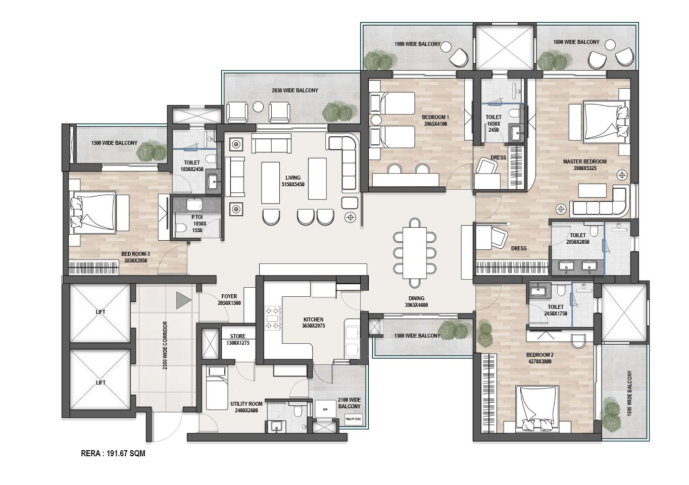 Estate 105 4BHK floor plan