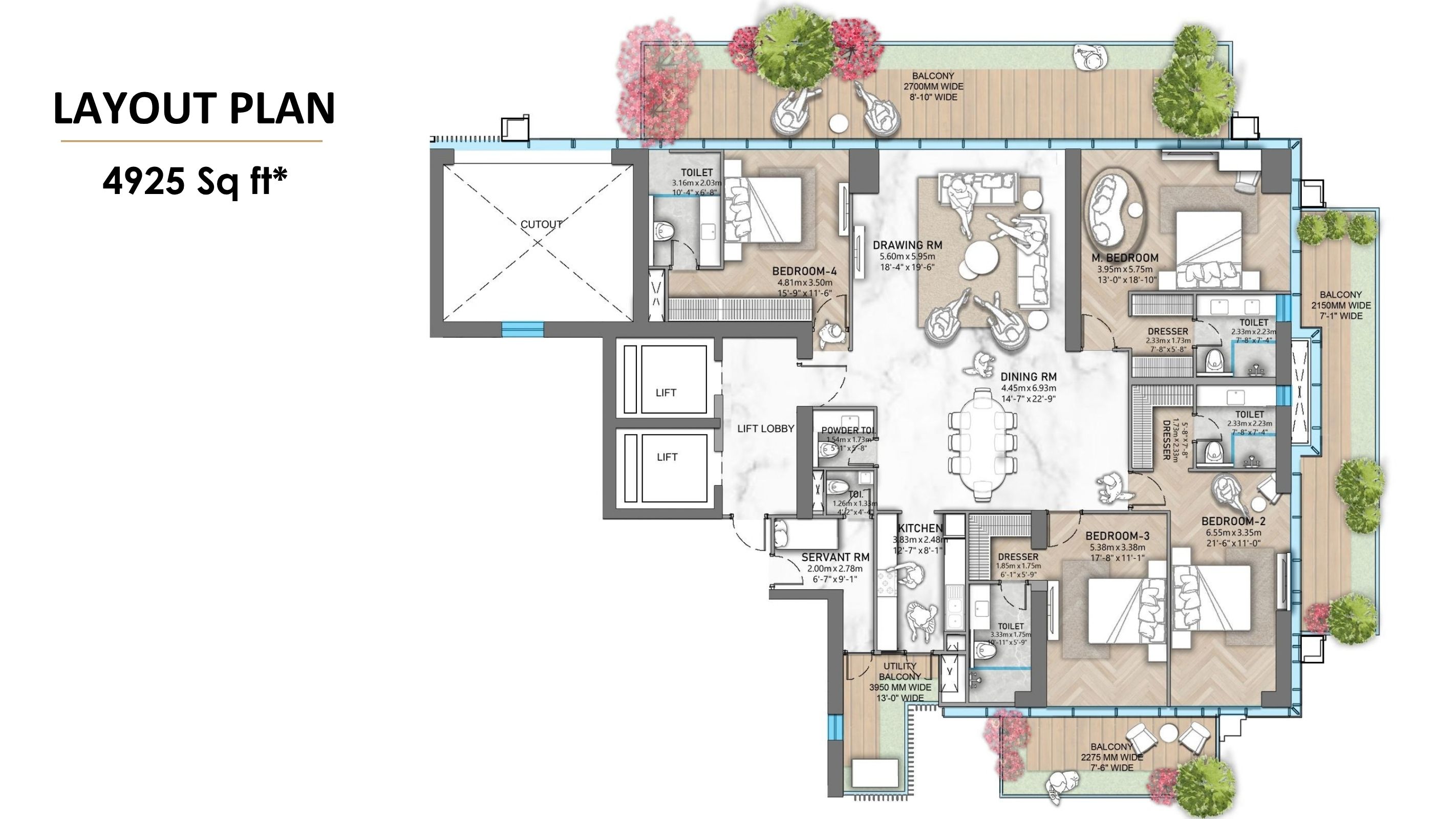 M3M The Cullinan II 4BHK floor plan