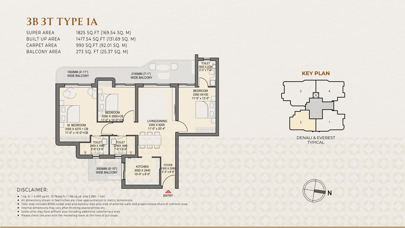 7Peaks Residences 3BHK+3T floor plan