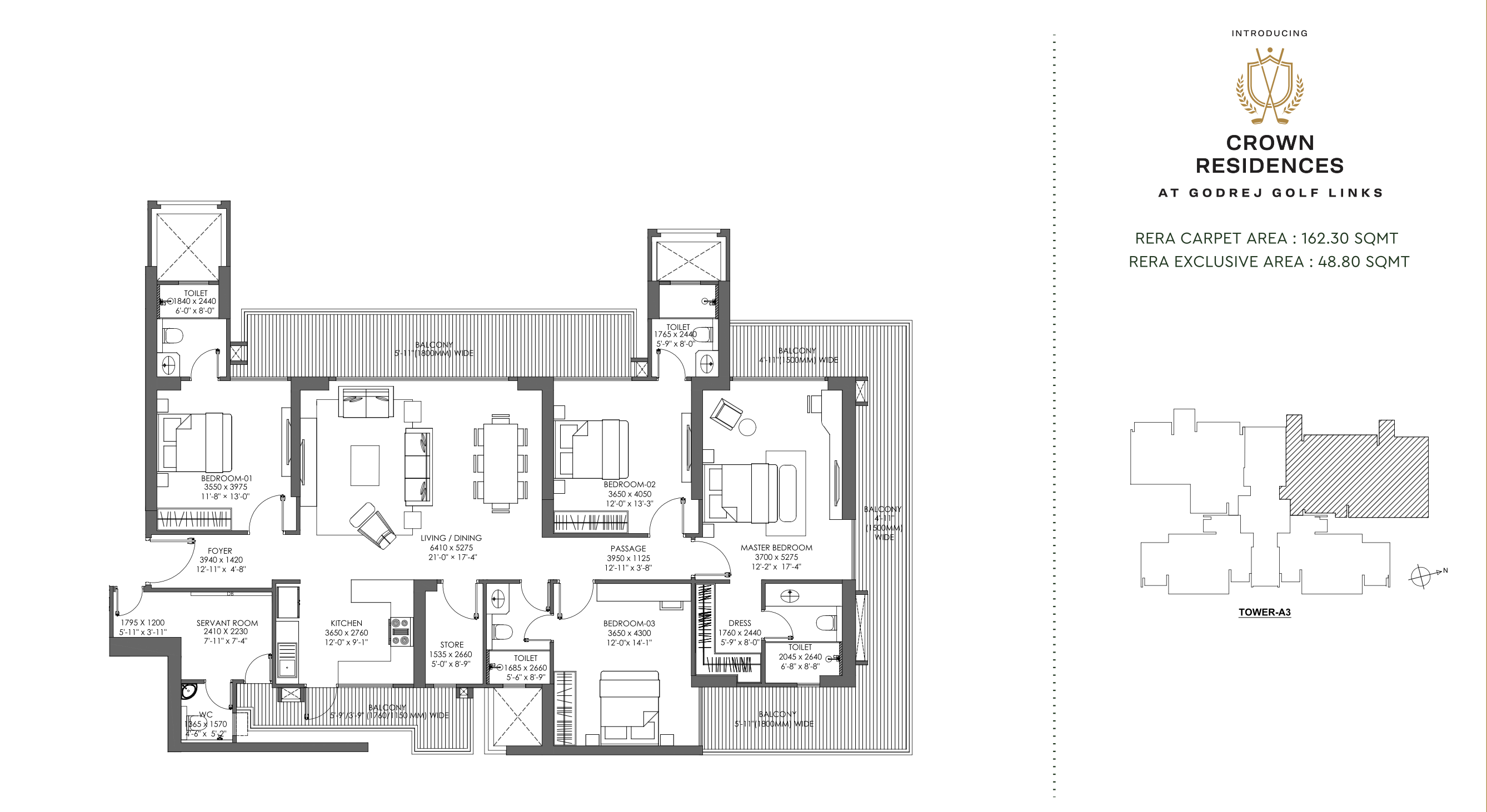 Crown Residency 4BHK + U floor plan