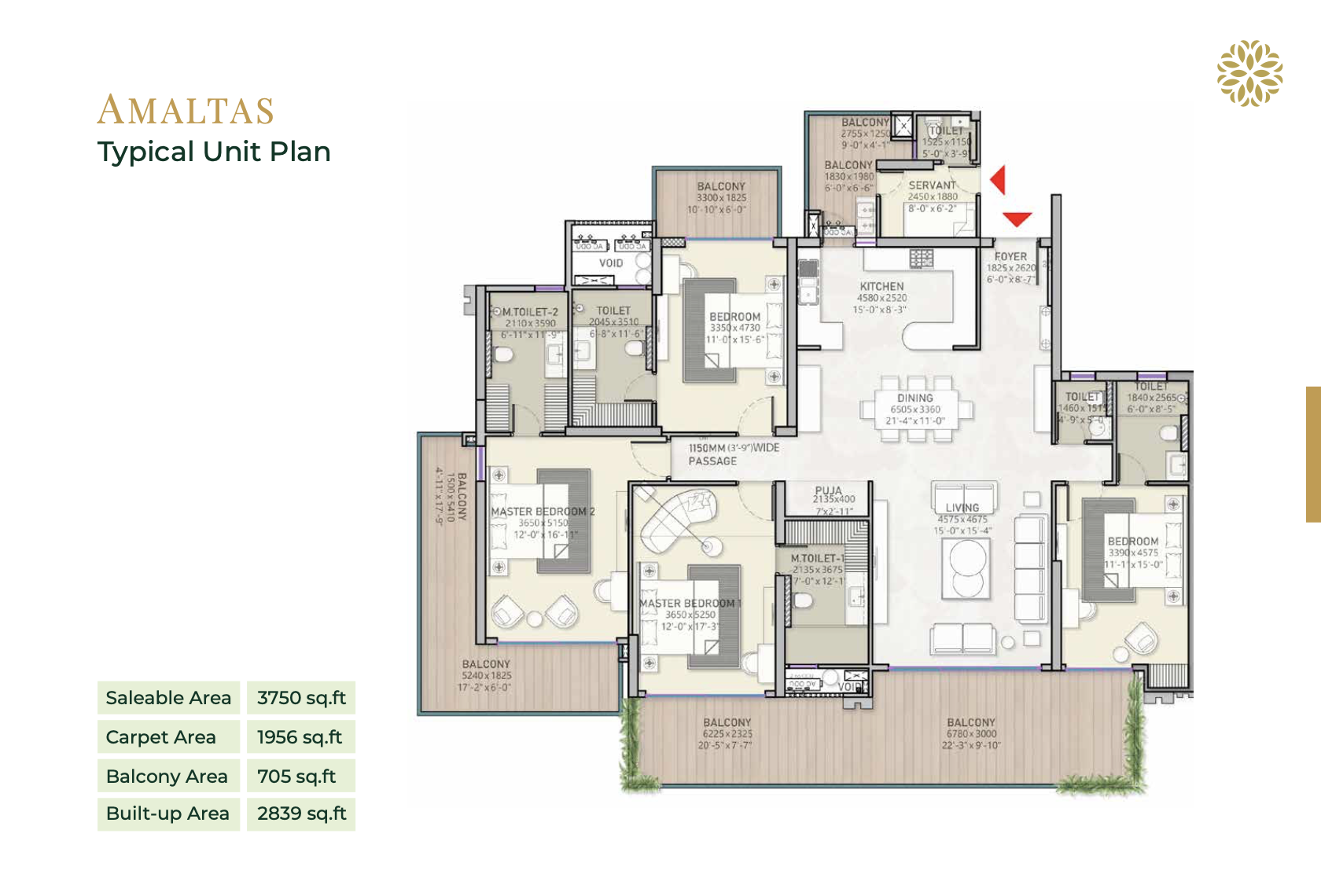 Sanctury 4BHK + S floor plan