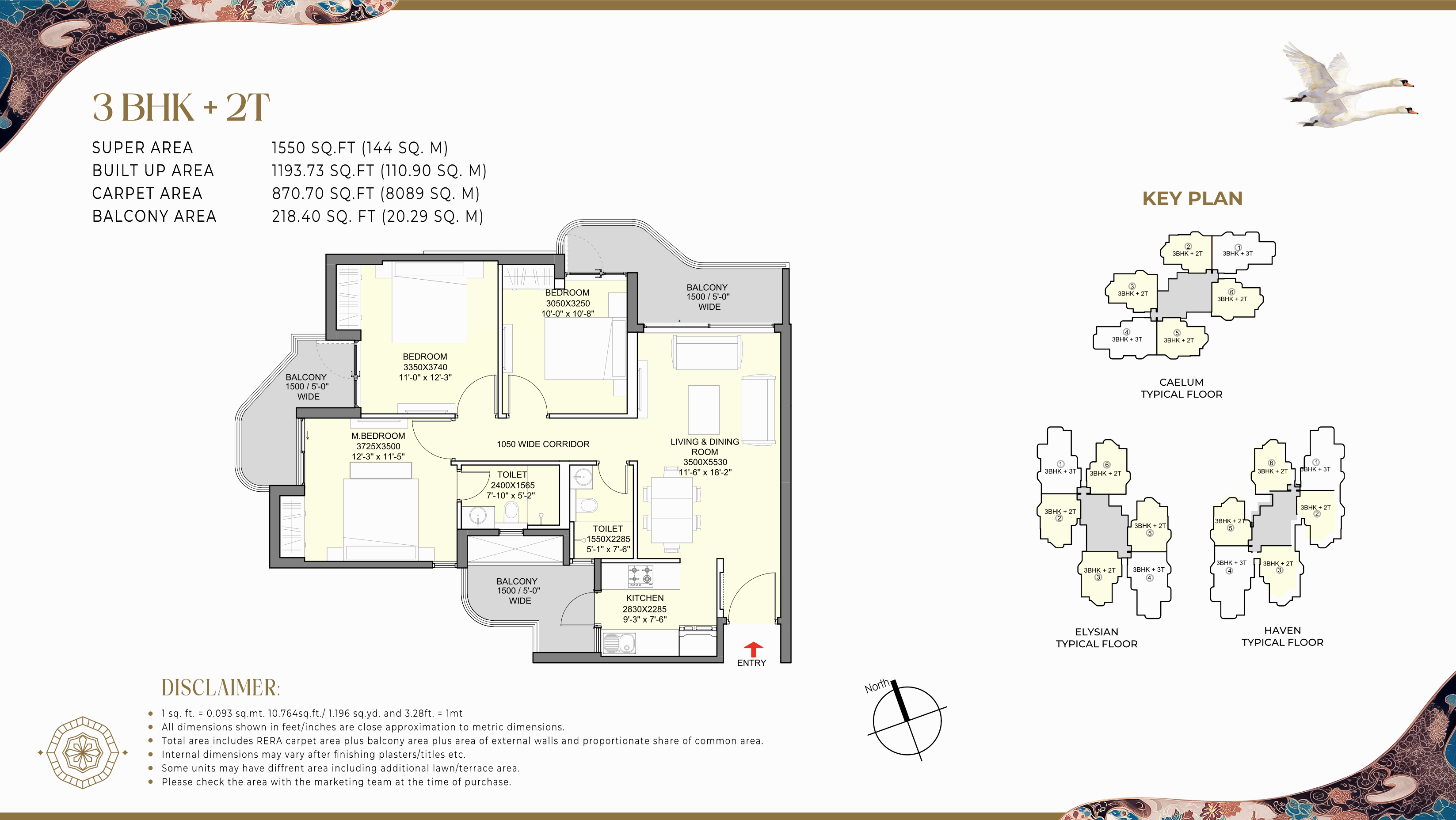 Echoes of Eden 3BHK+2T floor plan