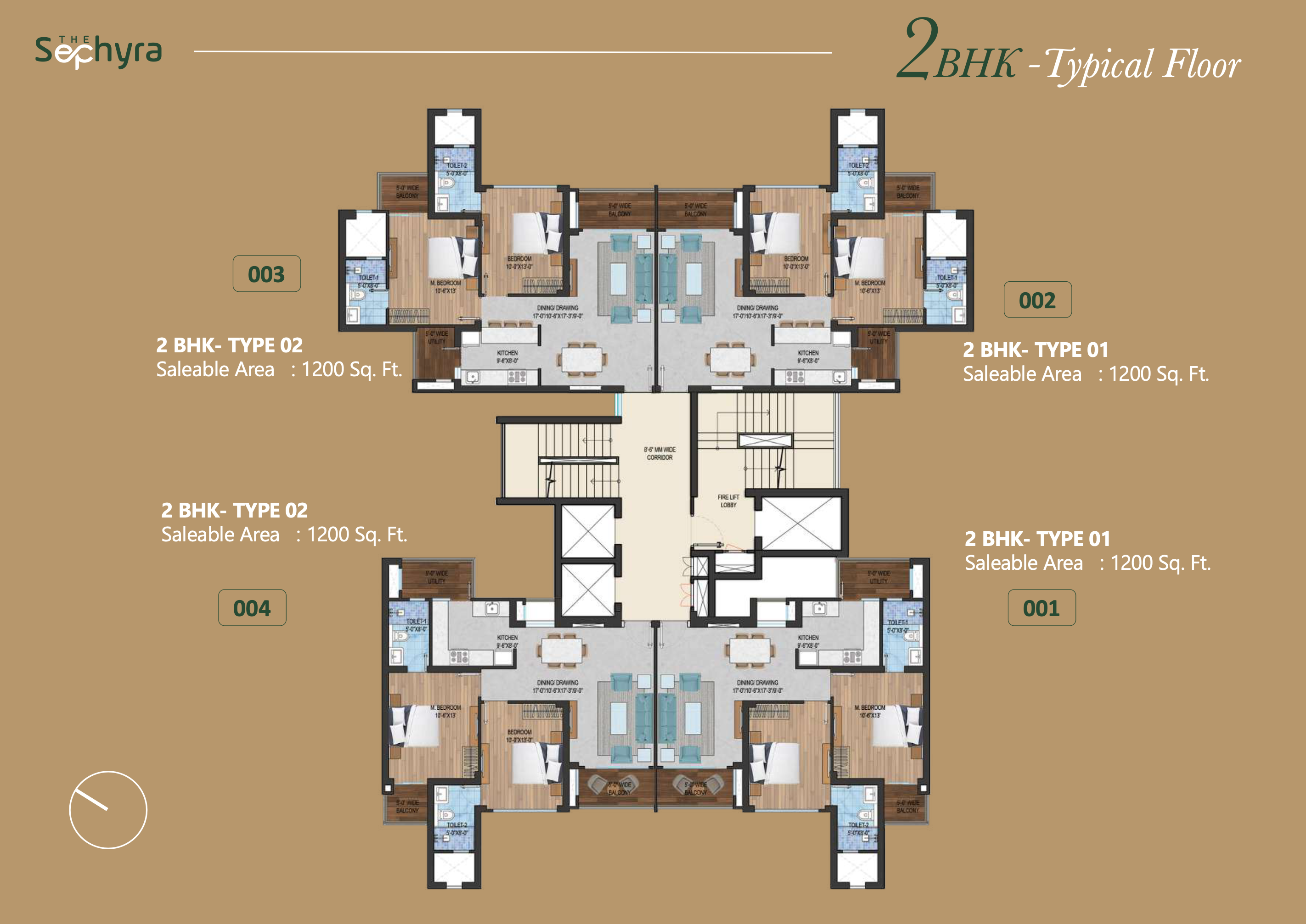 THE SEPHYRA 2BHK + 2T floor plan