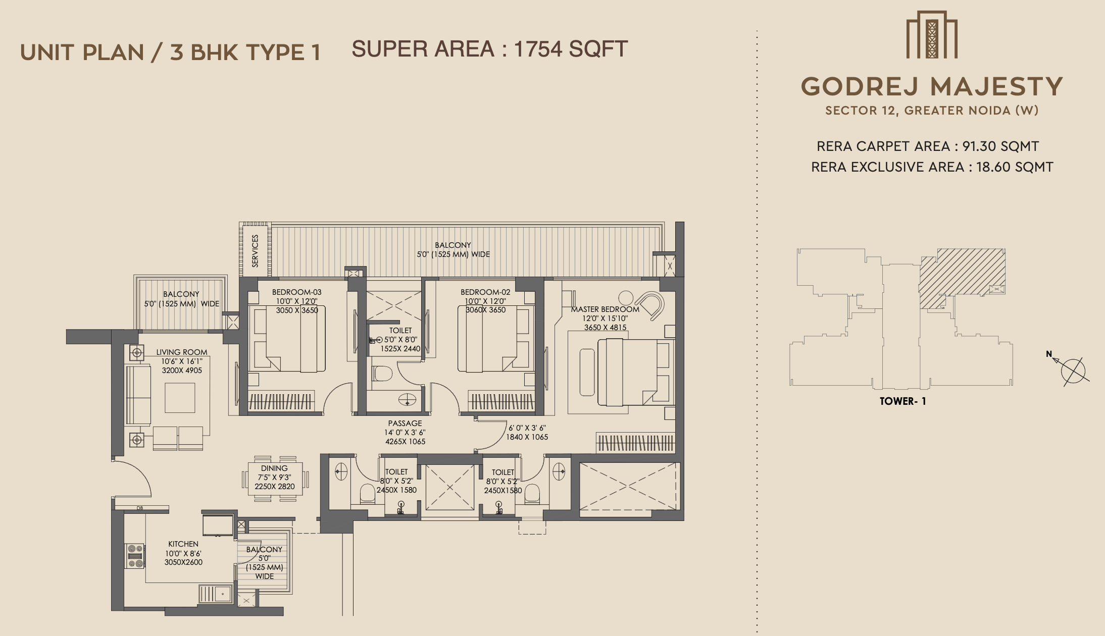 Majesty 3BHK+3T floor plan
