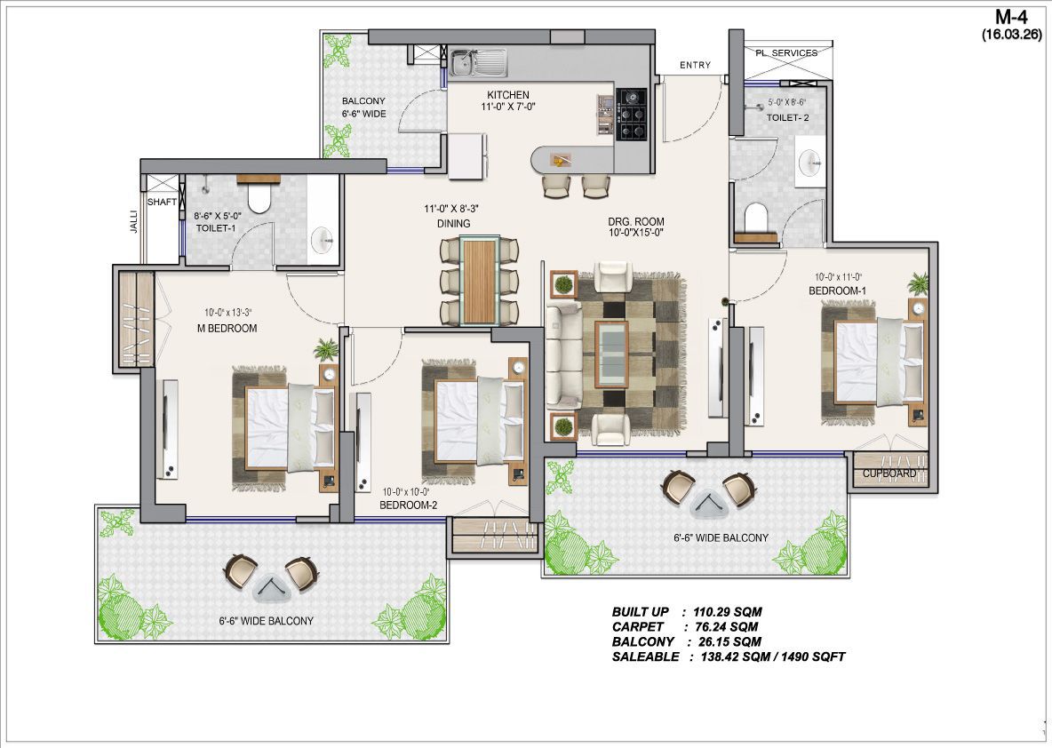Saviour New 3BHK+2T floor plan