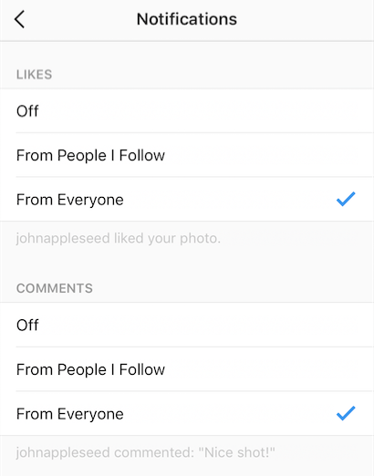 Как настроить параметры уведомлений в Instagram 111 Как настроить параметры уведомлений в Instagram