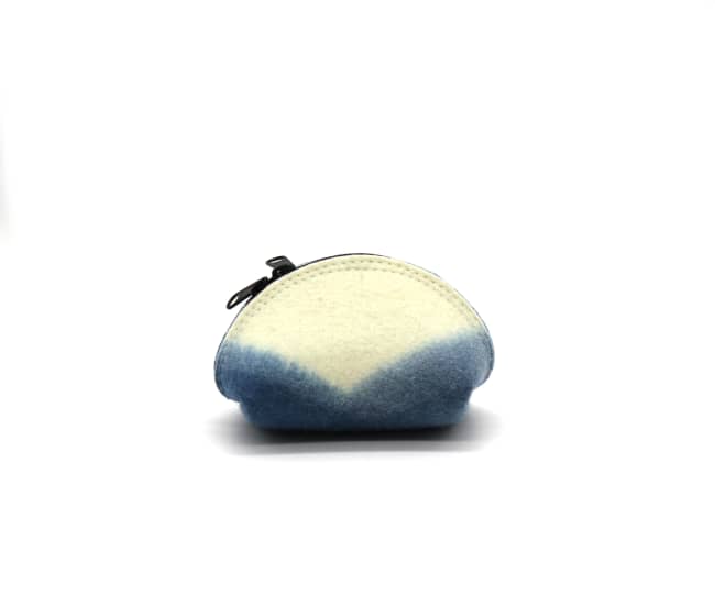 Small Felt Circle Pouch / Indigo Mountain by Azellaz