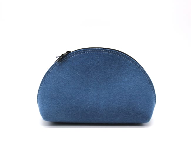 Large Felt Circle Pouch / Indigo Mountain by Azellaz