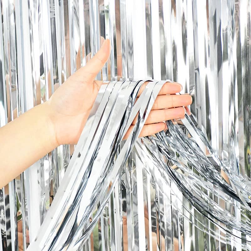 Foil curtain 1x2 mtr Metallic Silver color 1pack