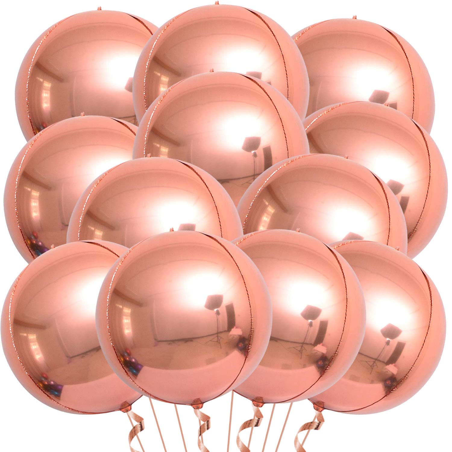 4D Sphere foil balloon round | Foil orbz Rose Gold combo pack of 3s | Available in 15",22"&32"