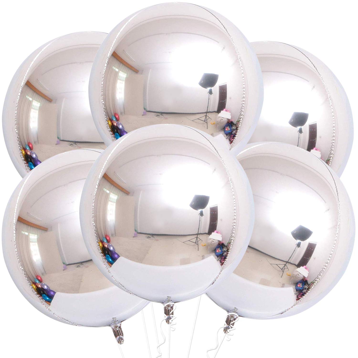 4D Sphere foil balloon round | Foil orbz Silver combo pack of 3s | Available in 15",22"&32"
