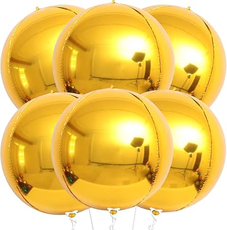 4D Sphere foil balloon round | Foil orbz Gold combo pack of 3s | Available in 15",22"&32"