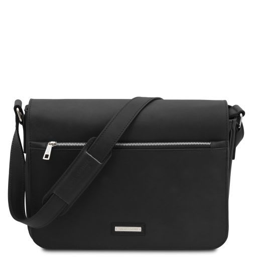 Messenger - Leather messenger bag - Black