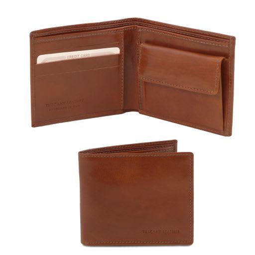 Tuscany Leather Exclusive 2 fold leather wallet for men with coin pocket (TL140761)