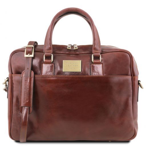 Tuscany Leather Urbino - Leather laptop briefcase 2 compartments with front pocket (TL141894)