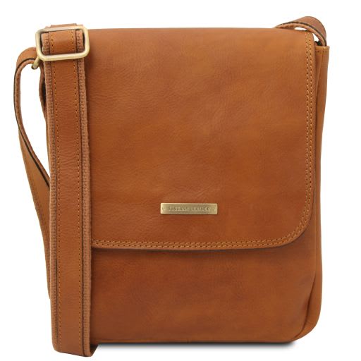 Tuscany Leather John - Leather crossbody bag for men with front zip (TL141408)