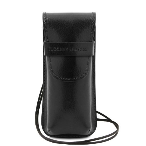 Exclusive leather crossbody case for glasses - Black