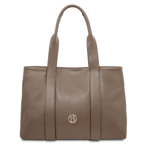 Callie - Soft leather shoulder bag - Dark Taupe
