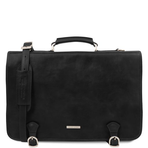 Ancona - Leather messenger bag - Black