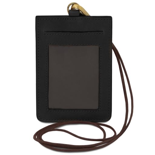 Leather badge holder - Black