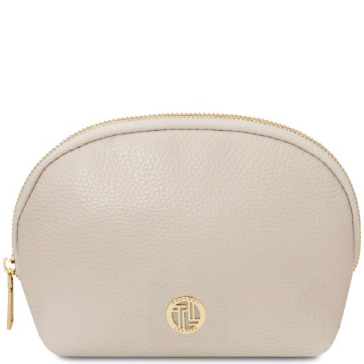Vera - Soft leather toiletry case - Beige