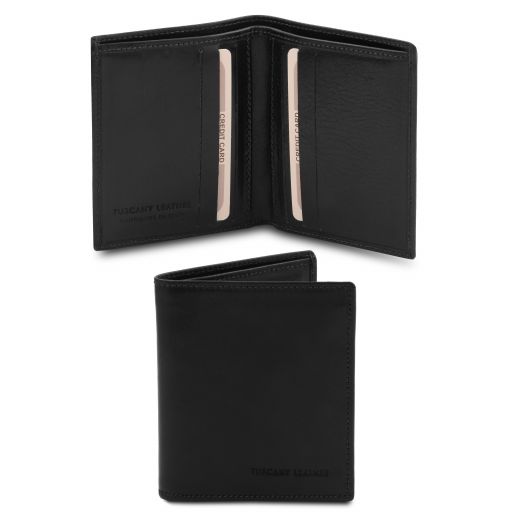 Exclusive 2 fold leather wallet for men - Black