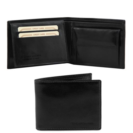 Tuscany Leather Exclusive 3 fold leather wallet for men with coin pocket (TL140763)
