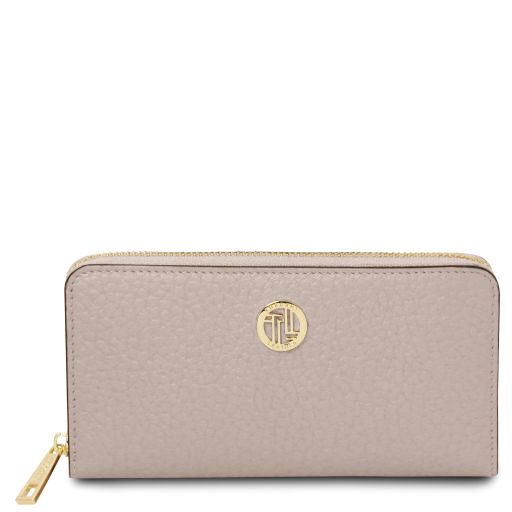 Financier - Exclusive zip around leather wallet - Beige