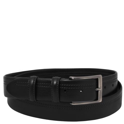 Classic 35mm tubular leather belt - Black - 95 cm