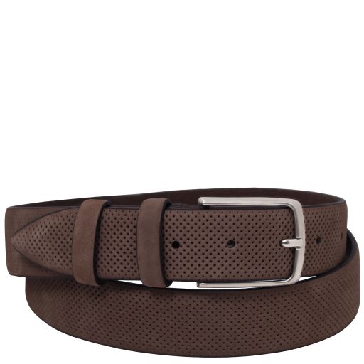 Tuscany Leather Elegant perforated nubuck leather belt 35mm (TL142535)