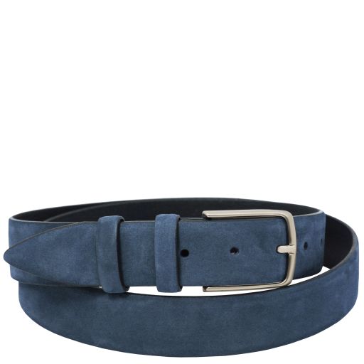 Elegant nubuck leather belt 35mm - Dark Blue - 95 cm
